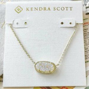 NEW Kendra Scott Iridescent Drusy Elisa Gold Pendant Necklace